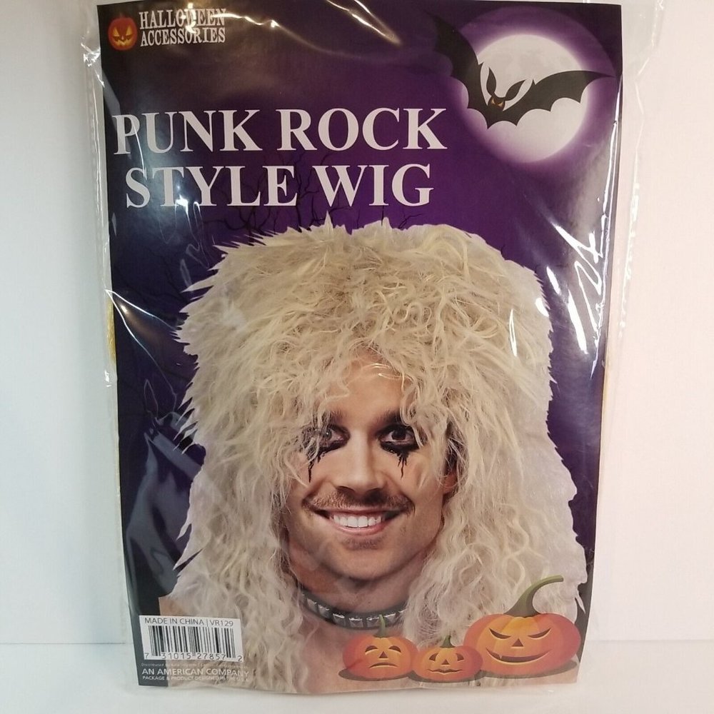 Adult Punk Rock Style Wig Blonde/Yellow Curly Hair Halloween Cosplay